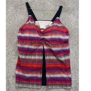 Ava & Viv Womens Plus 18W Tankini Top Striped Ruched Swim Tropical Modest Target